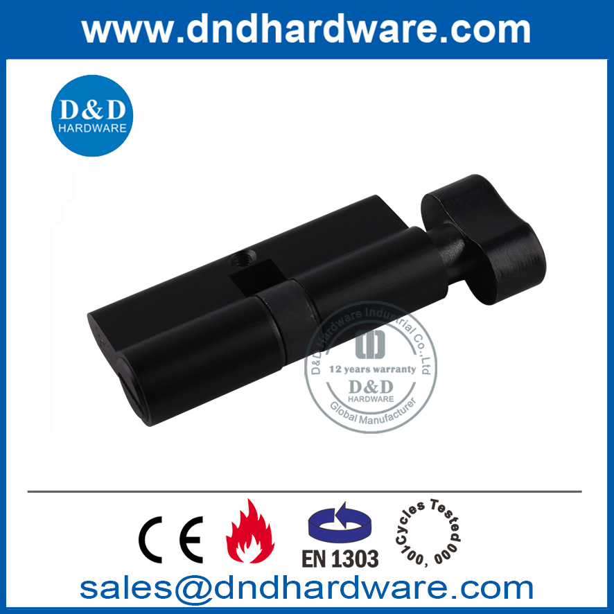 Cilindro de puerta de baño giratorio de latón negro mate-DDLC007