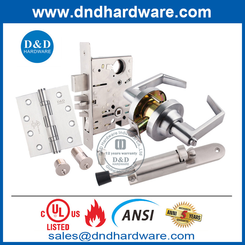 Cerradura de embutir para puerta de paso de acero inoxidable 304 UL ANSI grado 1-DDAL01 F01