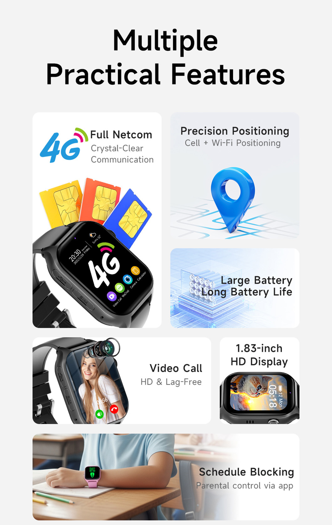 Parental Control 4G Kids GPS Watch Y49 Control parental 4G Reloj GPS para niños Y49