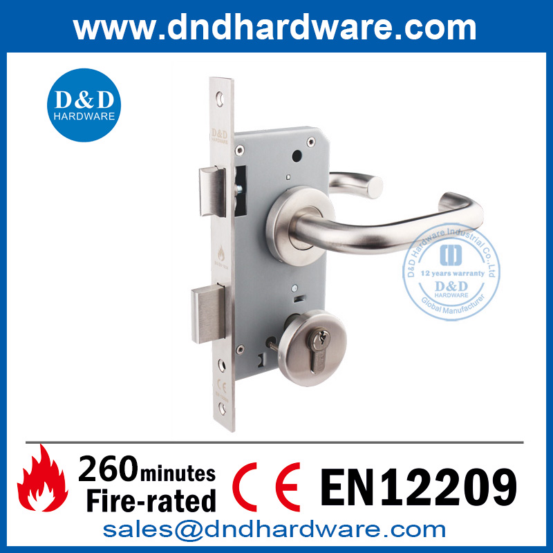 BS EN12209 Sólido SUS304 Cerradura de guillotina resistente al fuego-DDML009