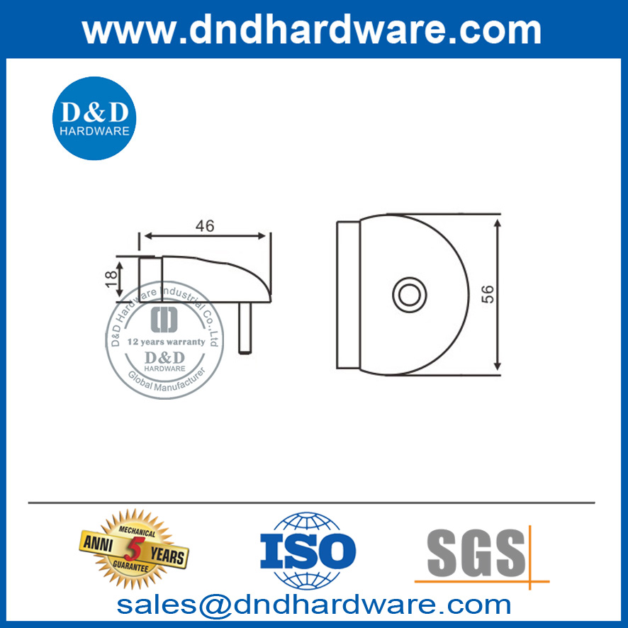 Nuevo tope de puerta de seguridad para el hogar de caucho de acero inoxidable contemporáneo-DDDS014
