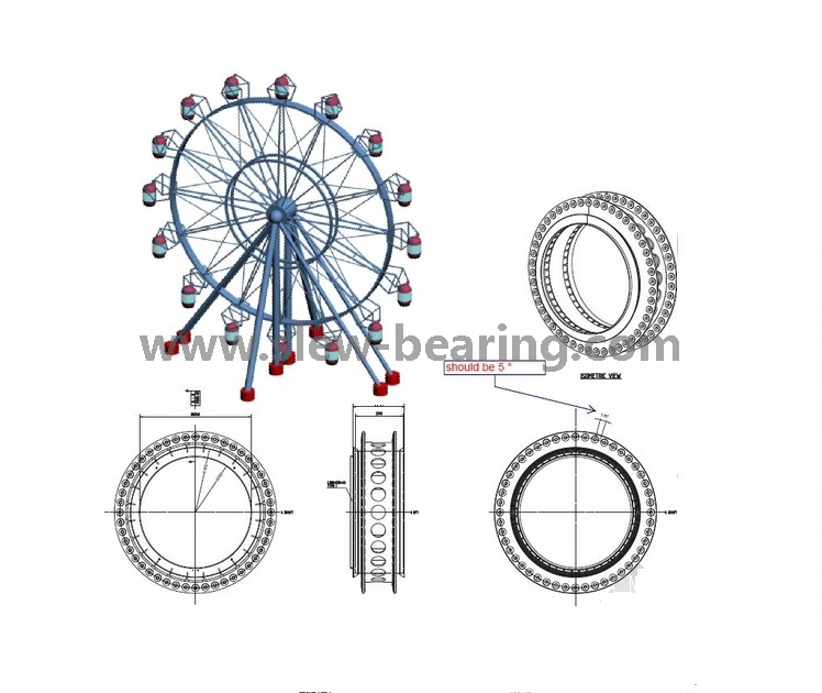 Cojinete de gran tamaño del anillo de giro del engranaje interno de la sola fila de la fila resistente para la rueda de Ferris