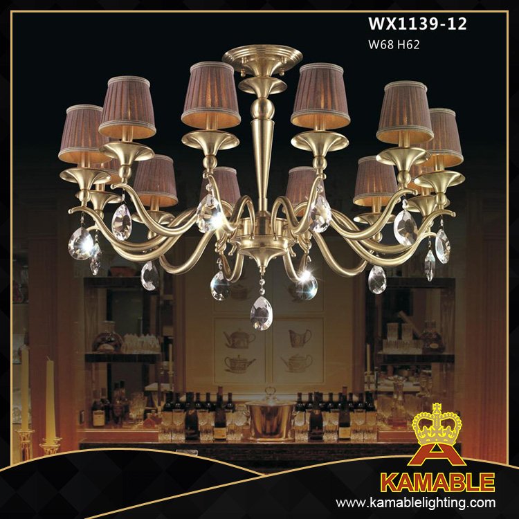 Hotel Brass с хрусталем и абажуром Классическая люстра (WX1139-12)