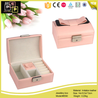 Pink White Small Cute PU leather Jewelry Box With Lock