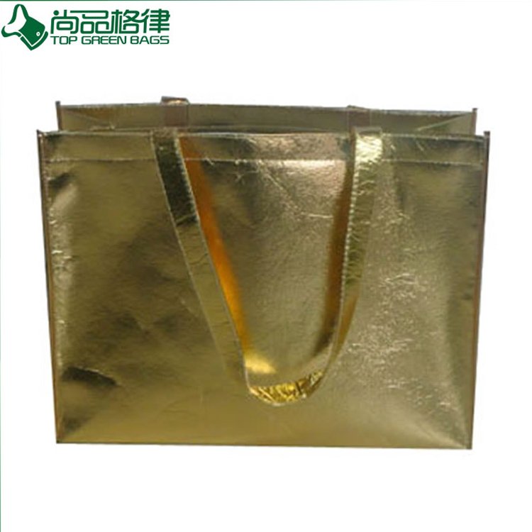 Laminated Non Woven Shopping Bags, Metallic Gold Bags (TP-LB252)