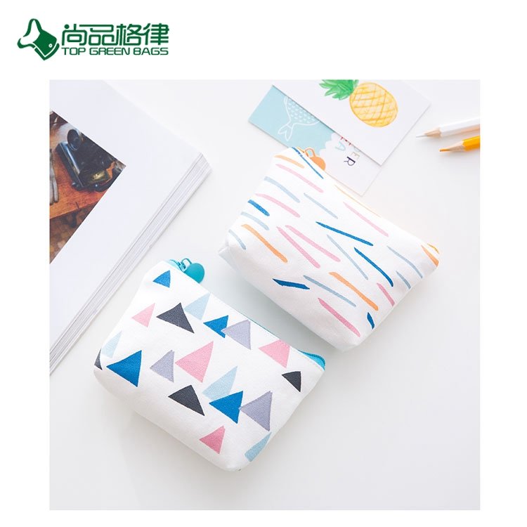 2017 Fashion Custom Zipper Small Coin Purse Wallet Handbag Cartoon Printing Promotional Gift Cute Mini Cotton Coin Purse Bags