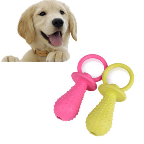 Indestructible Colorful Rubber Bite Squeaker Dog Teething Chew Toy