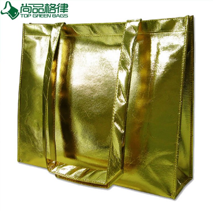 Laminated Non Woven Shopping Bags, Metallic Gold Bags (TP-LB252)