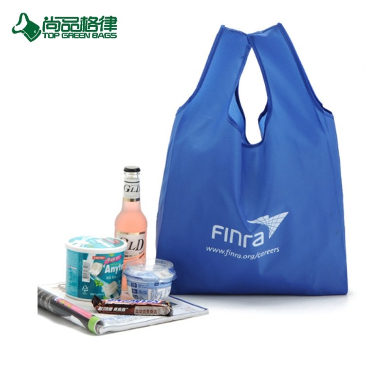 Polyester Foldable Nylon Grocery Bag Shopping Tote Bag With Seperated Pouch (TP-FB220)