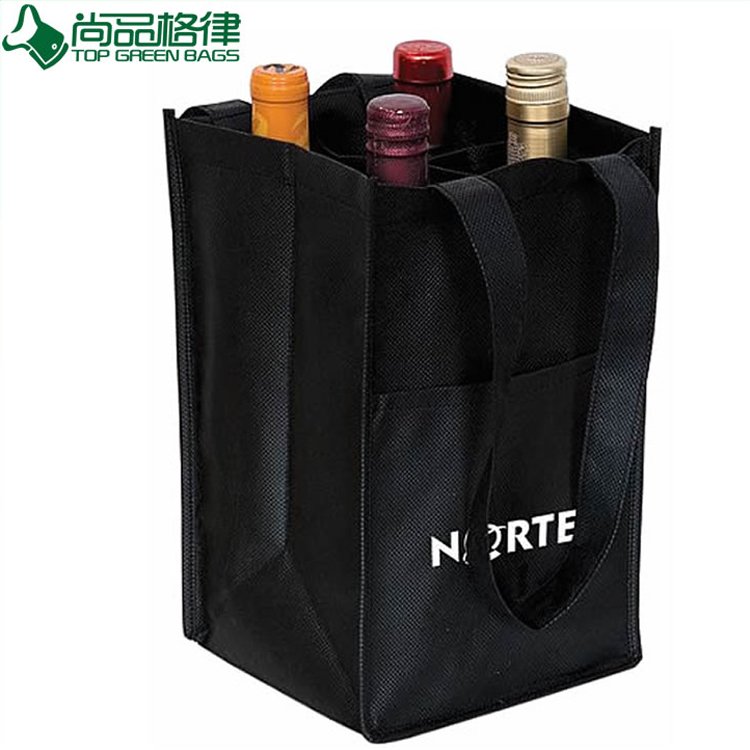 Wholesale Cheap Non Woven 4 Bottles Wine Bag (TP-WB072)