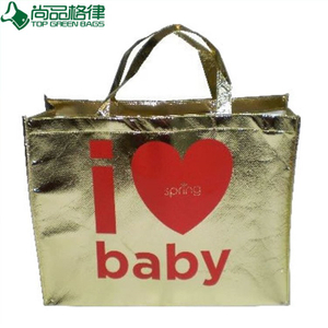 Laminated Non Woven Shopping Bags, Metallic Gold Bags (TP-LB252)