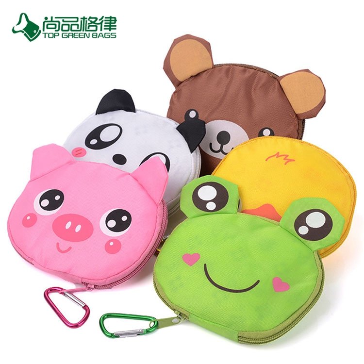 ODM/Wholesale Newest Design 210d Polyester Custom Cartoon Animal Recycle Folding Shopping Bag