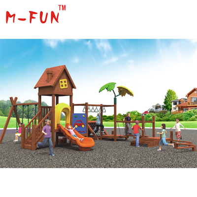 Wooden playground slide